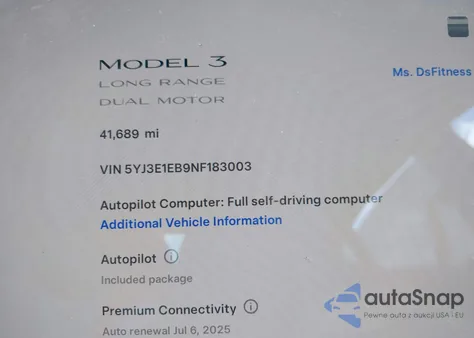 2022 Tesla Model 3 from USA, damaged, VIN 5YJ3E1EB9NF183003